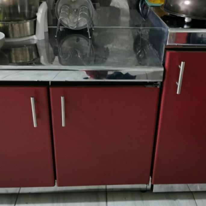 Kitchen Sink Royal Meja Kompor Dengan Lemari Stainless Tabung Gas - Merah Rookiemag21