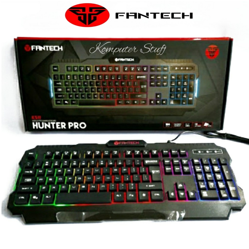 Keyboard Gaming RGB Fantech Hunter PRO K511 LED Backlit Rainbow Warna Pelangi