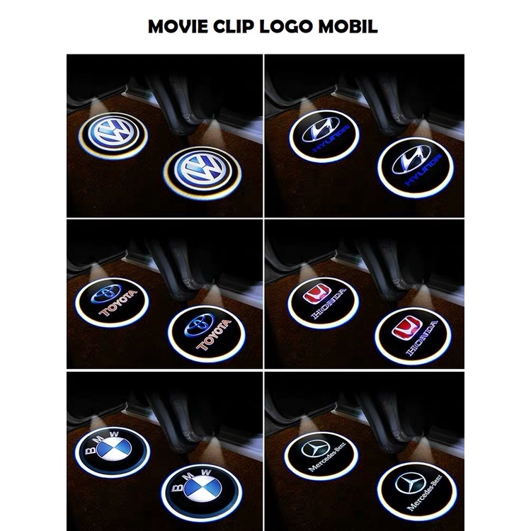 [BACA DESKRIPSI] MOVIE CLIP LOGO ONLY Lampu LED Logo Sorot Proyektor Pintu Mobil Car Door Portable Battery Wireless