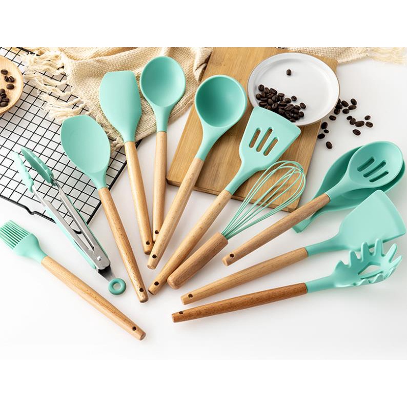 Spatula Sillicone Utensil Set 11 Pcs / Peralatan Memasak Anti Leleh Panas