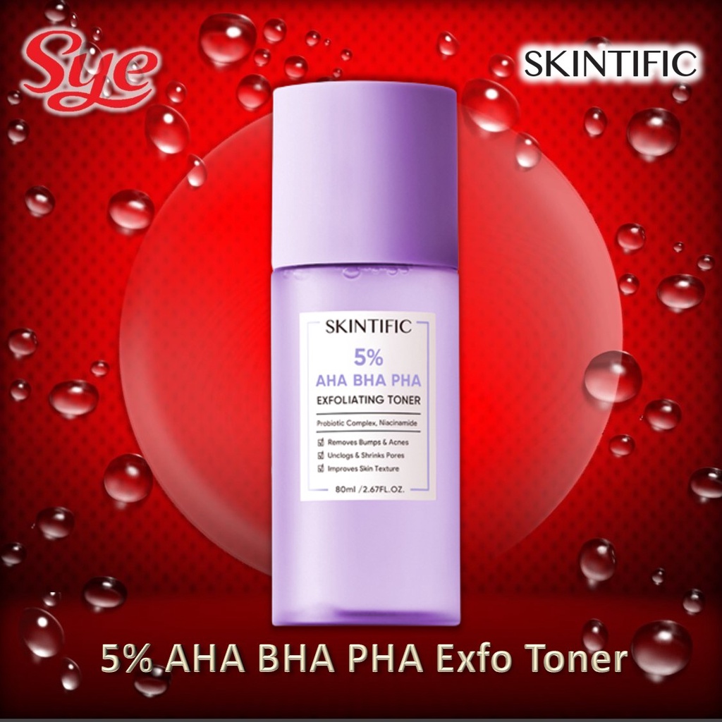 BPOM SKINTIFIC 5% AHA BHA PHA EXFOLIATING TONER 80ML / SYE