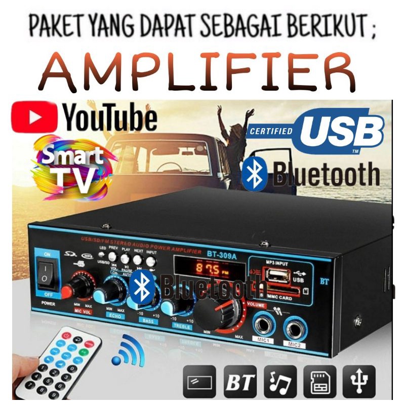 Paket Karaoke Set Speaker 3R 5 IN Ampli Mini Karaoke Smart Tv 2 Mic