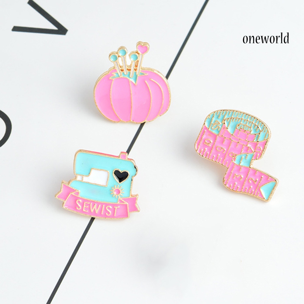 OW@ Cute Unisex Sewing Machine Tape Measure Pumpkin Brooch Pin Jacket Badge Decor