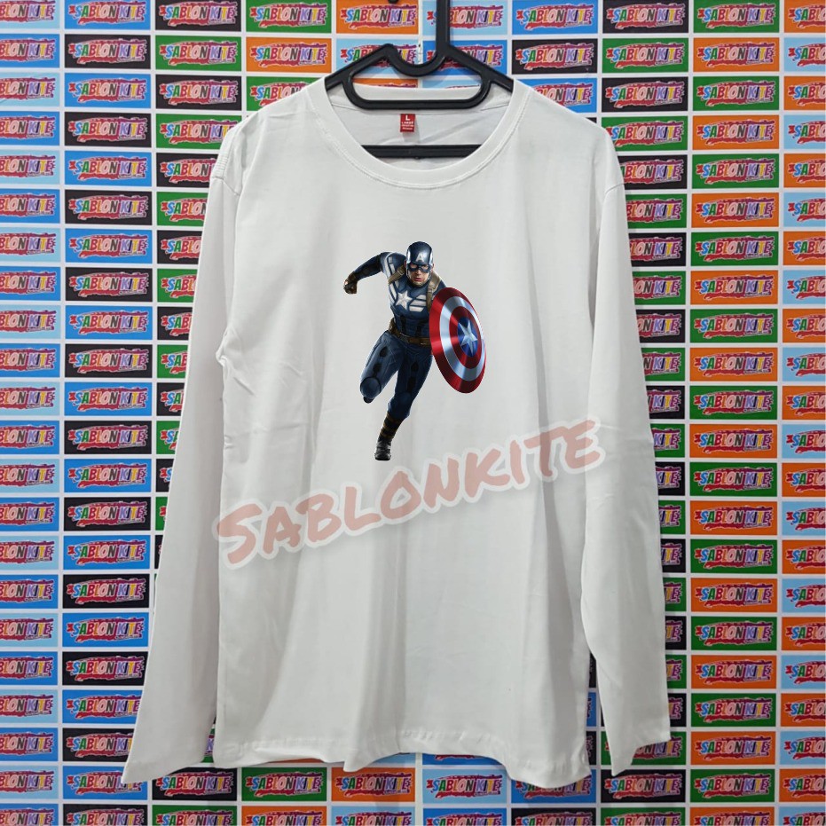 MURAH !!! KAOS SABLON CAPTAIN AMERICA 2 BAHAN KAOS COTTON COMBED 30S