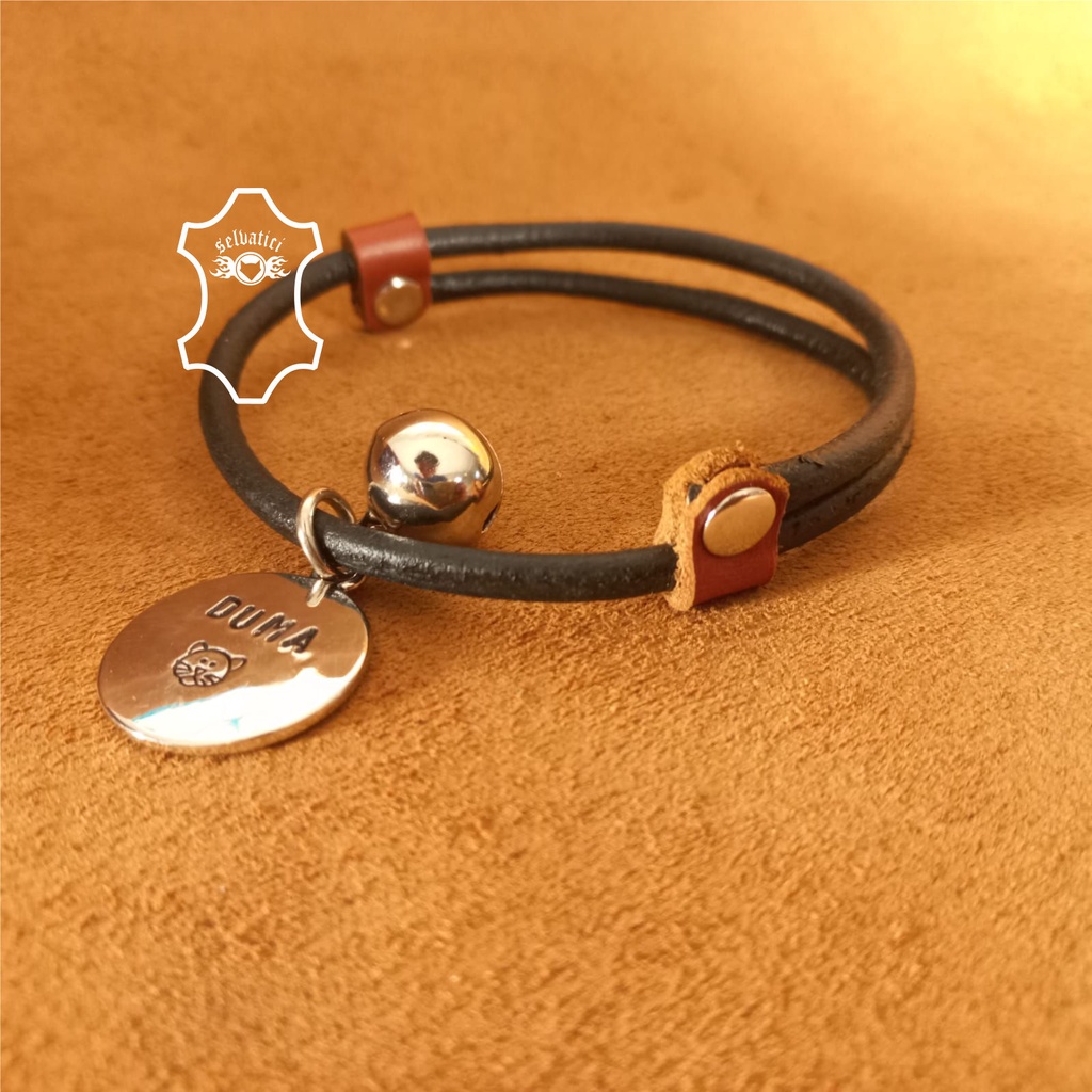 KALUNG KUCING NAMA CUSTOM FREE LONCENG UNTUK KITTEN dan KUCING DEWASA MODEL TALI KULIT ASLI
