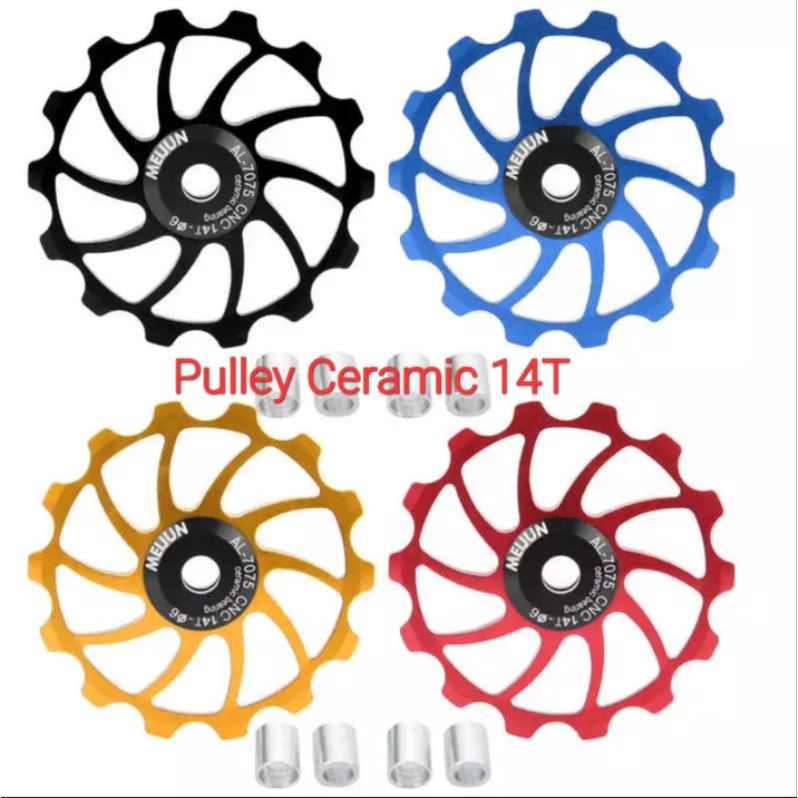 Meijun Pulley RD Ceramic Bearing 14T Wheel Guide Pulley Ceramic RD Sepeda