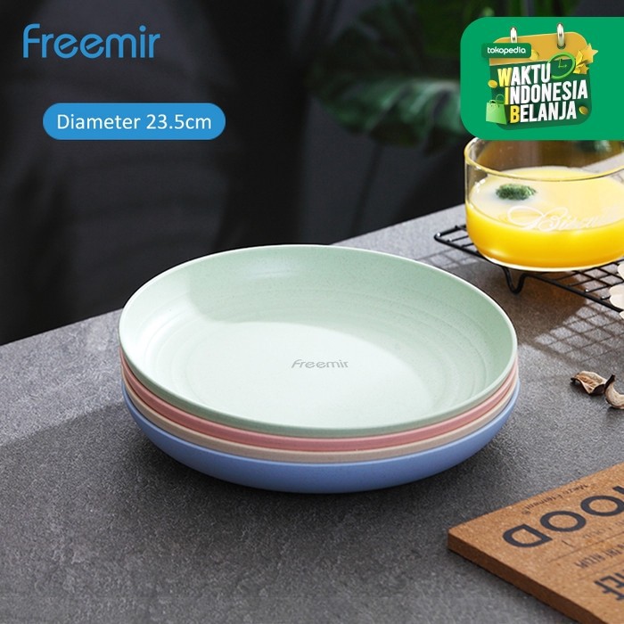 freemir Piring Makan Wheat Straw Dinner Plate Warna Warni Set 4 pcs - 23 cm