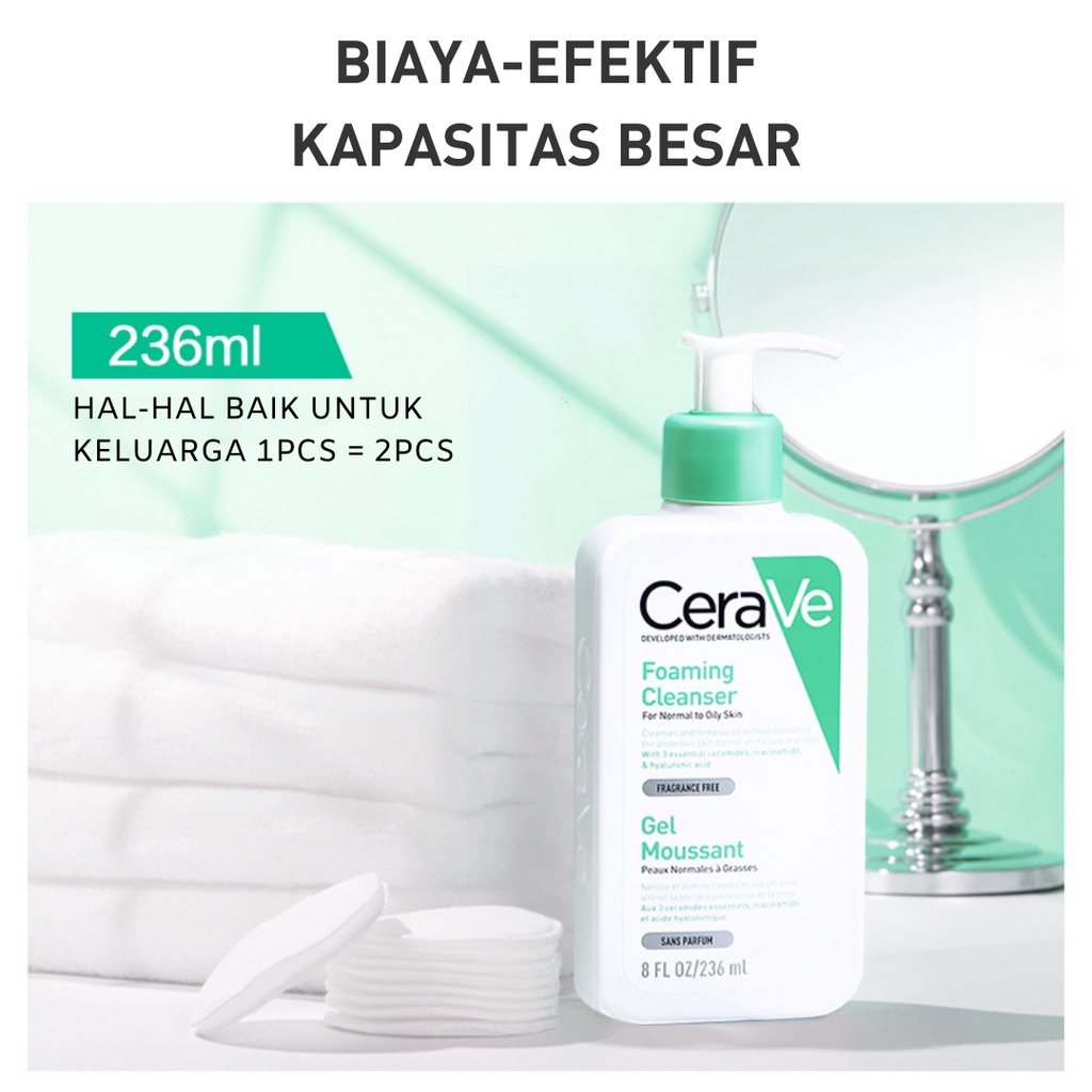 CeraVe Moisturizing Lotion 236ml(Moisturizing Cream) For Normal To Dry Skin/ Foaming Facial Cleanser 236ML（Facial Wash）