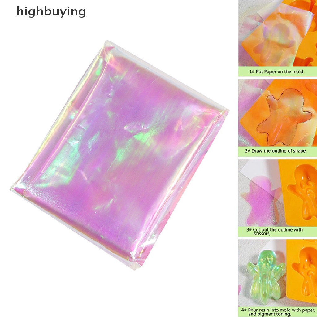 Hbid Kertas Film Epoxy Resin Efek Laser Iridescent AB Untuk DIY Perhiasan