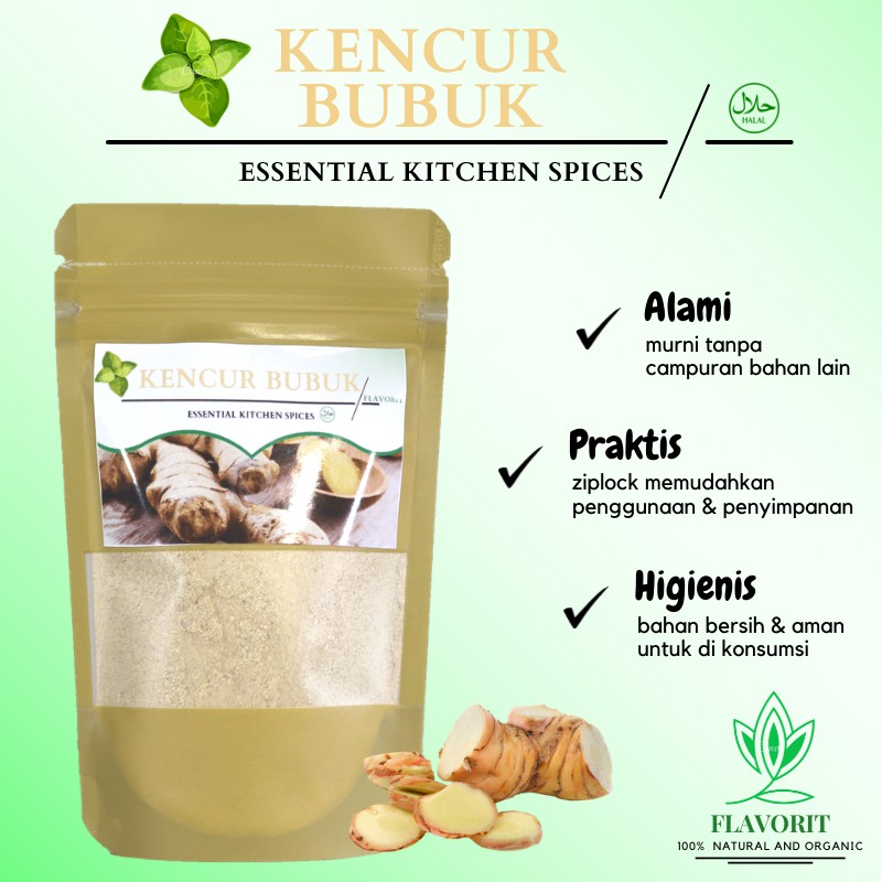 Rempah Kencur Bubuk Asli Murni Bumbu Dapur Organik Penyedap Rasa Non msg Herbal Jamu Grade A