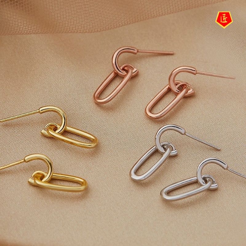 [Ready Stock]18K Gold Stud Earrings Female Silver High Sense 2021 New