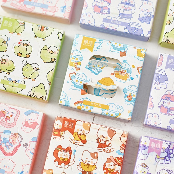 

[DZ] ST496 - 45 Pcs Deco Sticker Planner DIY Scrapbook Stiker Lucu Animal Dekor Kotak