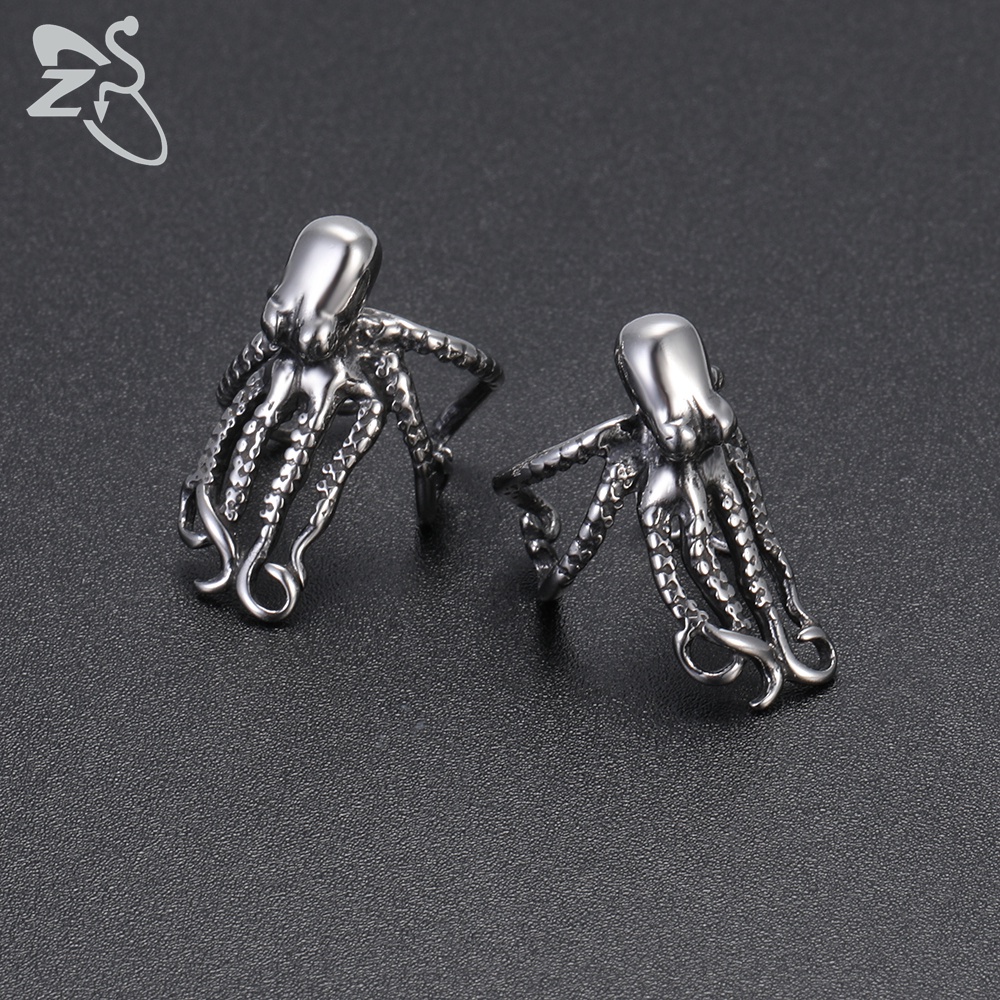 1 Pasang Anting Klip Tanpa Tindik Bahan Stainless Steel Gaya Punk Vintage Untuk Unisex