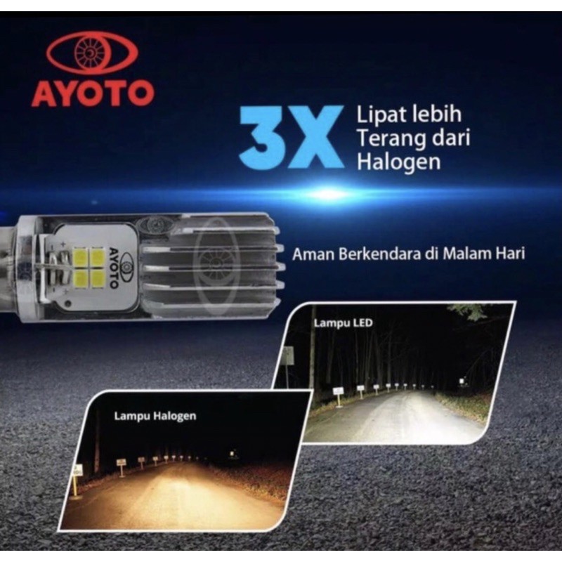 Lampu LED Motor AYOTO M2B M2A M3A H6 H4 AC-DC 8W/8W Bebek Matic Beat Mio Vario