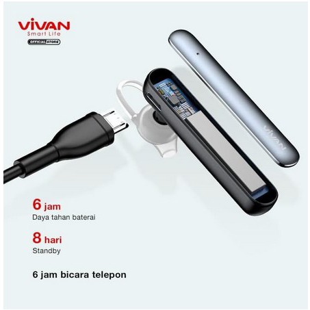 VIVAN Headset Bluetooth Wireless Earphone Stereo Original HD Voice CHAT 100