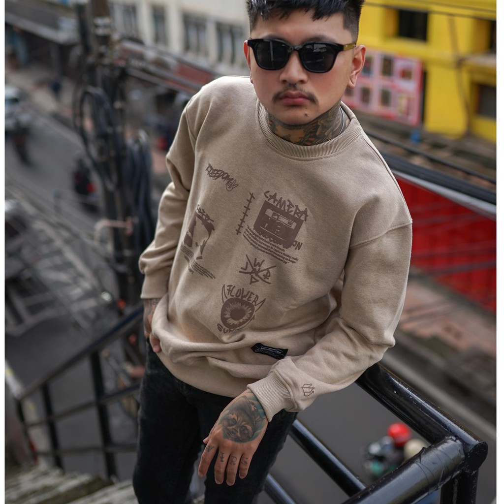 Warplane Crewneck Cream / Sweatshirt Dewasa / Baju Atasan Pria/ Switer Wrpln