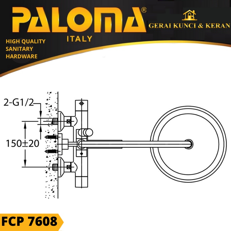 PALOMA FCP 7608 Shower Tiang Set Column Mandi Keran Kran Panas Dingin