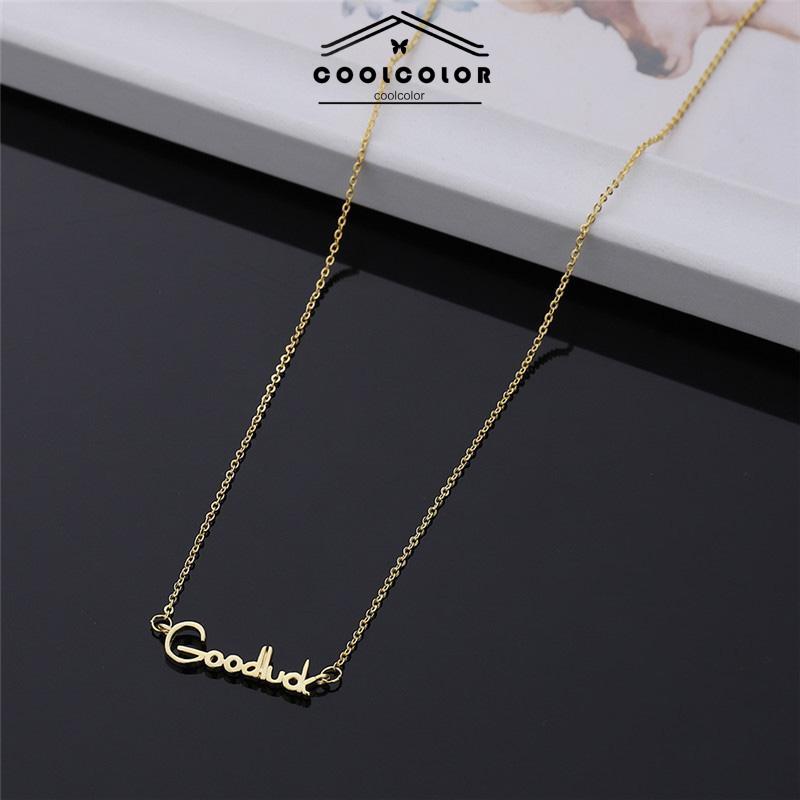 COD❤️Kalung Wanita Goodluck Pendant ins Style Simple Letter Clavicle Chain Impor Dari Korea Selatan Murah Wanita Aksesoris Fashion