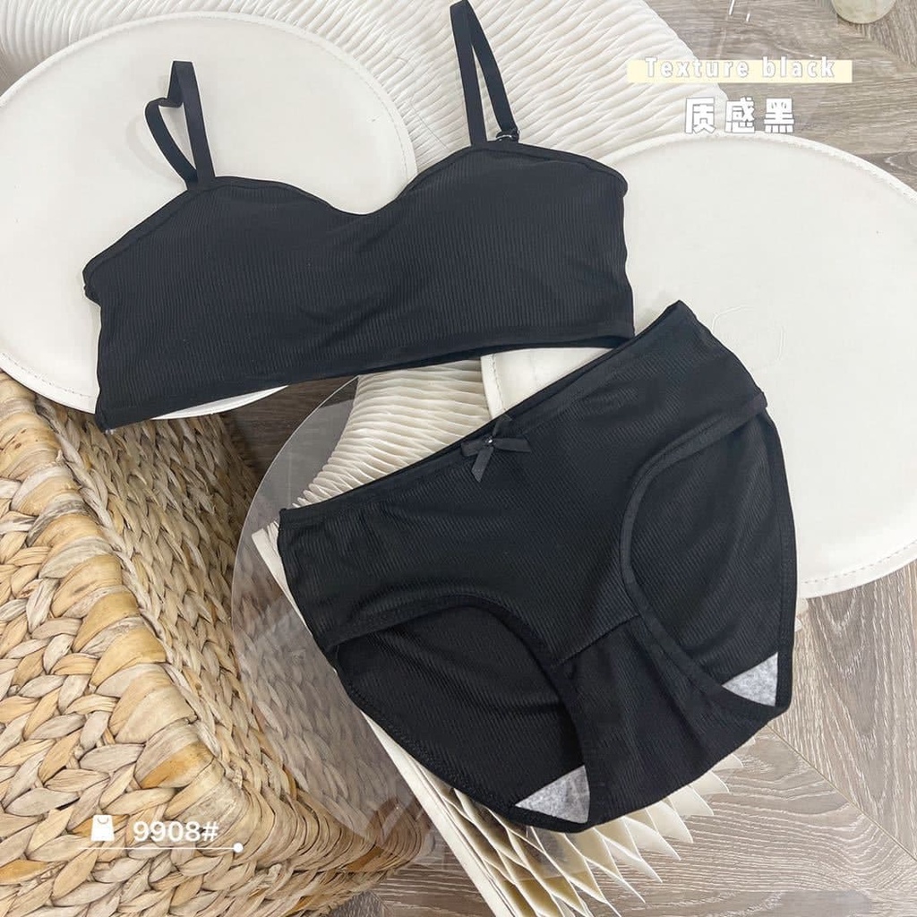 PINKYWORLD Bra dan celana dalam set polos/celana dalam dan bra 1set FREESIZE
