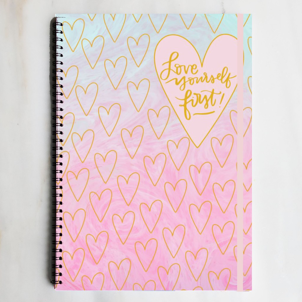 

LOVE YOURSELF FIRST Pastel Notebook Bujo Journal Office School Buku Tulis A4/A5 Catatan Sekolah