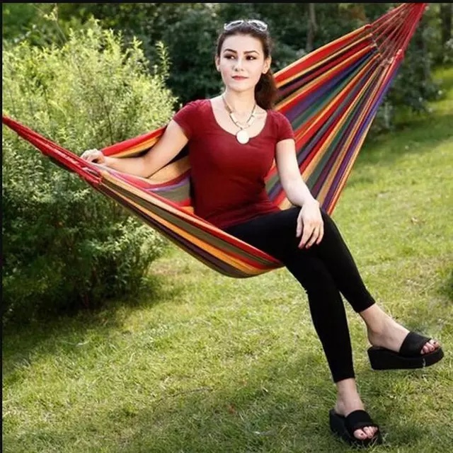 HAMMOCK AYUNAN GANTUNG - Tempat Tidur Gantung Camping Outdoor Pelangi Colourful