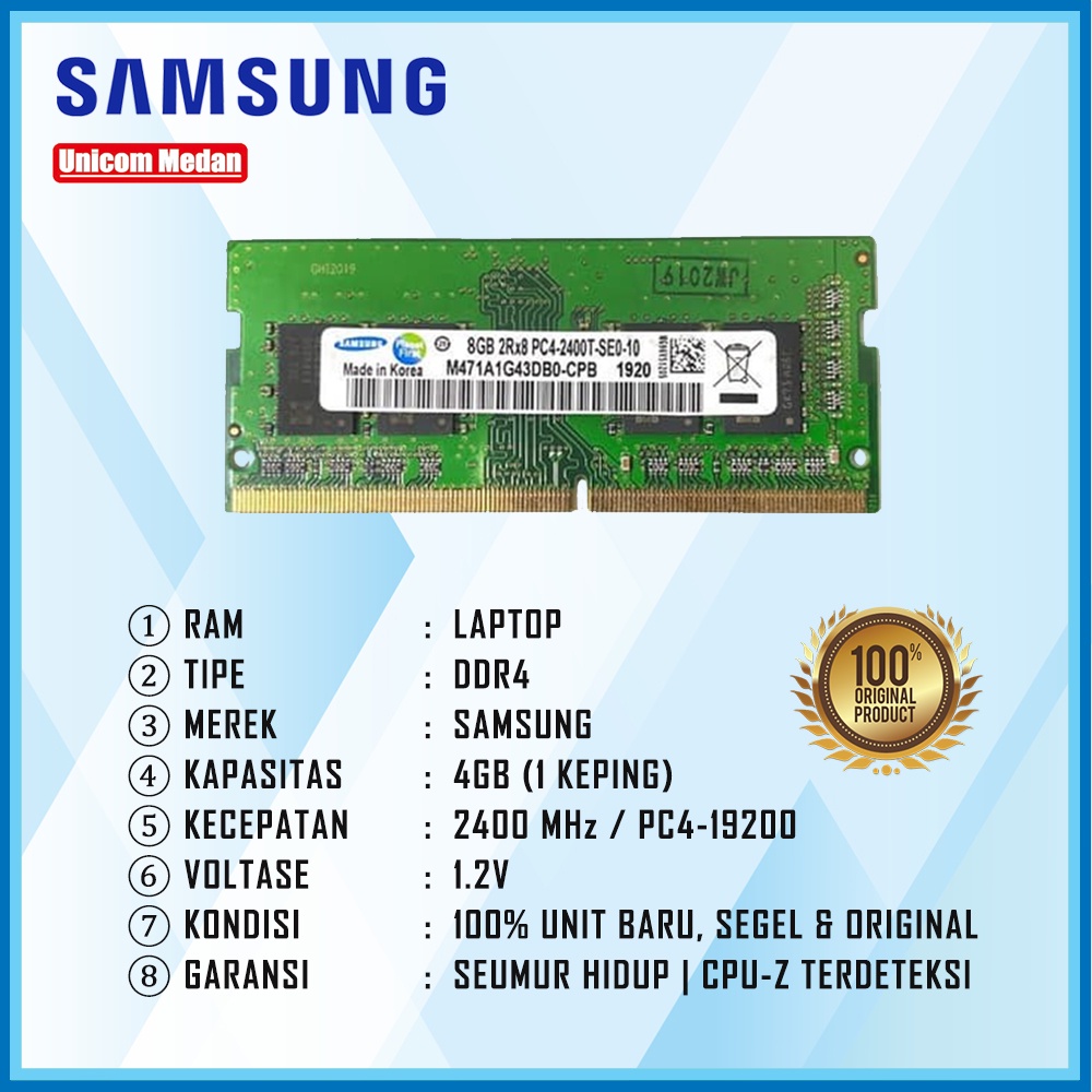 RAM LAPTOP DDR4 4GB 2400MHZ | PC4 19200 | SAMSUNG | SODIMM | RAM LAPTOP