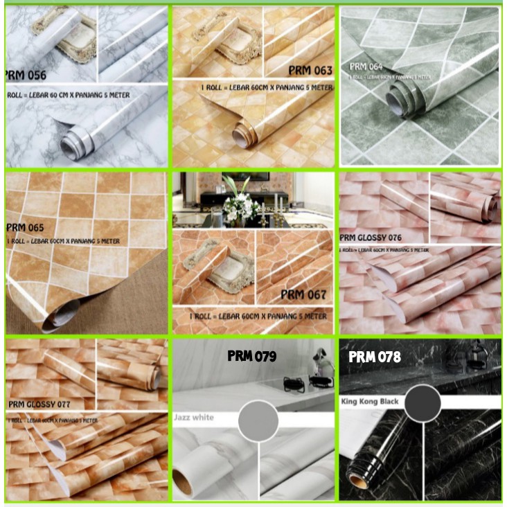 Harga Gila Premium Marmer Keramik Wallsticker 063,064,065,067,077,076,056,078,079,007,005 Waterproof Uk.60cmx5m b7dkWSMJDWzn