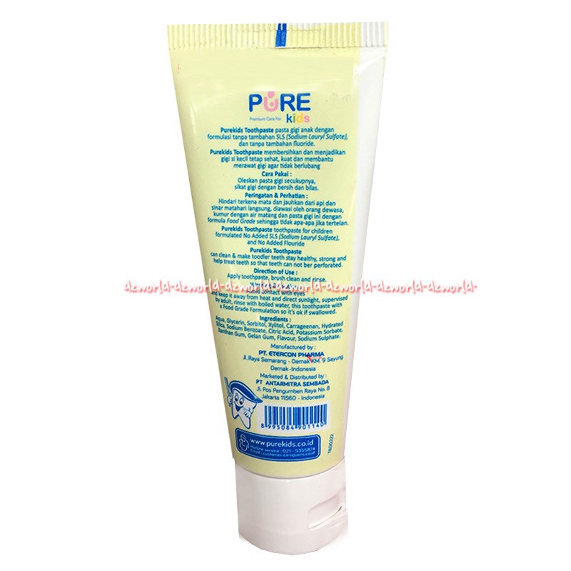 Pure Kids Tooth Paste 50gr Banana Strawberry Flavoure Odol Pasta Gigi Purekids Pure Kid Pisang Purekids