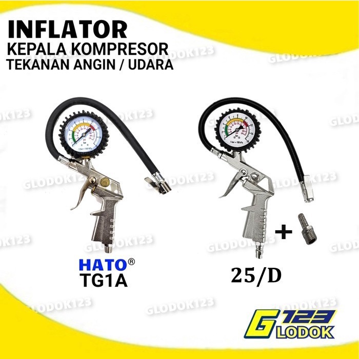 Inflator Pompa Angin Ban Alat Isi Pengukur Tekanan Angin 3 Fungsi