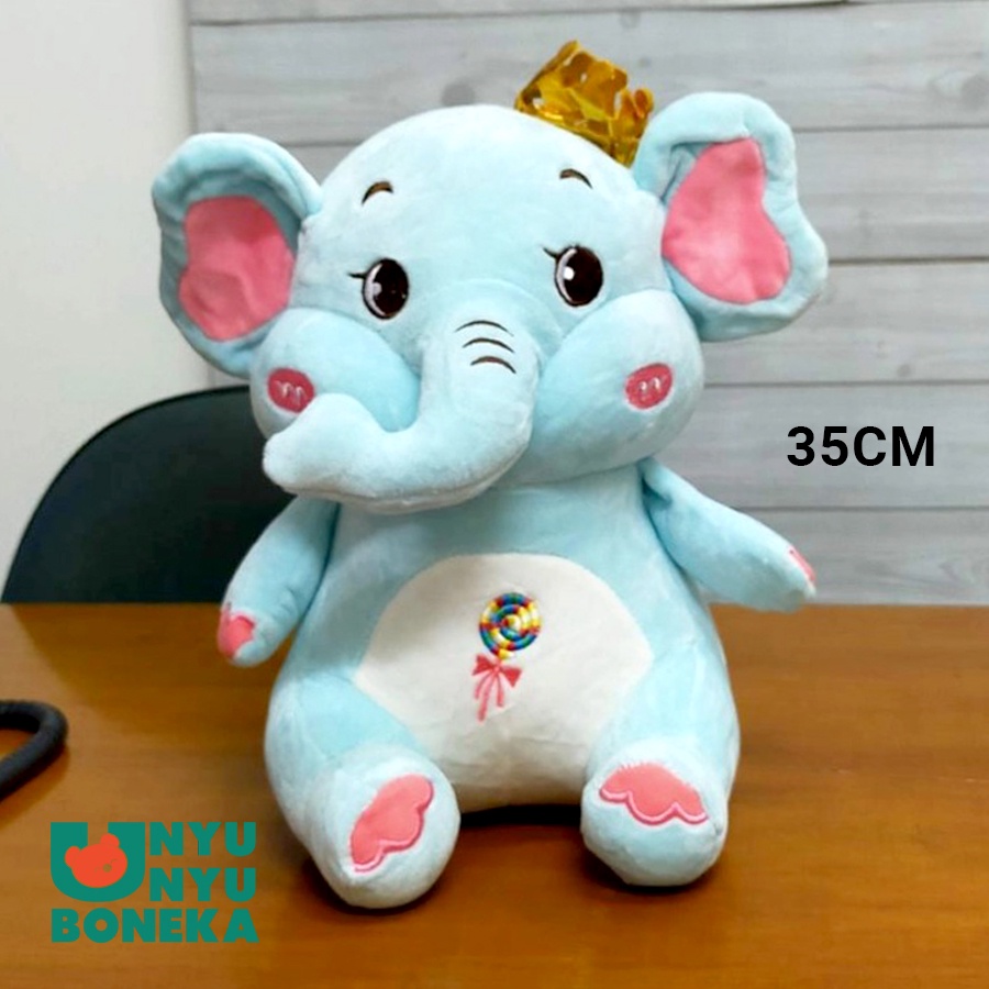 Boneka Sitting Gajah Sayap Kalung Bunga Elephant Zoo Impor Kado Hadiah Anak