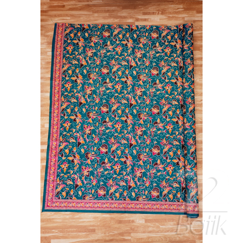 KAIN BATIK KATUN Premium Motif Kembang Warna Hijau Ijo Orange Merah 724849 Cap 72 Jarik Jarit Samping Kebat Panjang Batik Katun Modern Premium Bahan Seragam Batik Pernikahan Kantor Keluarga Murah Kamen Jadi Batik Bali Lembaran