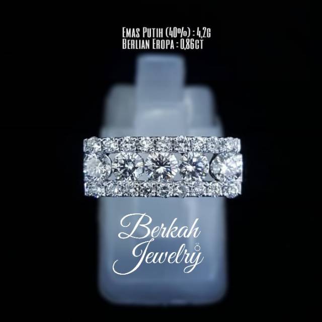 Cincin emas putih 40% berlian eropa 0,86 ct natural diamond