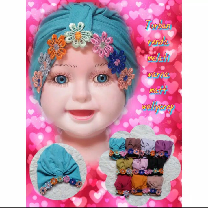 Turban Anak Melati Pelangi/ Turban Bayi Lucu Murah/ Turban Anak Instan