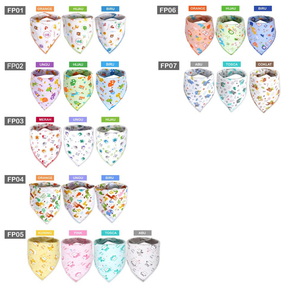 Miabelle Bib Bandana Motif (Satuan) - Slabel Celemek Bayi Segitiga