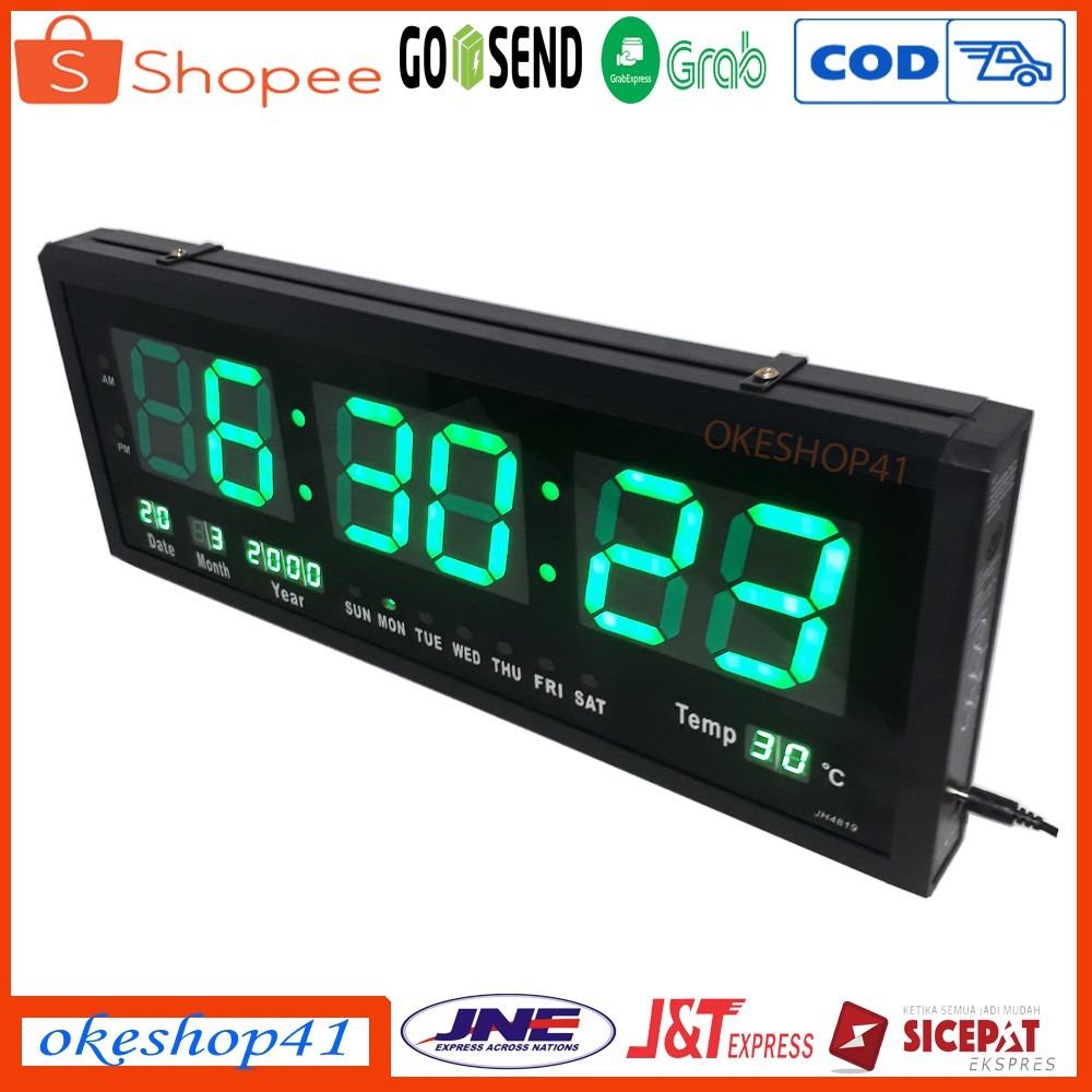 Jam Dinding Digital LED Clock 4819 Hijau