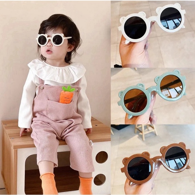 Kacamata Anak Laki Laki Perempuan Korea Bulat Motif Beruang Fashion anak kualitas terbaik KCM1