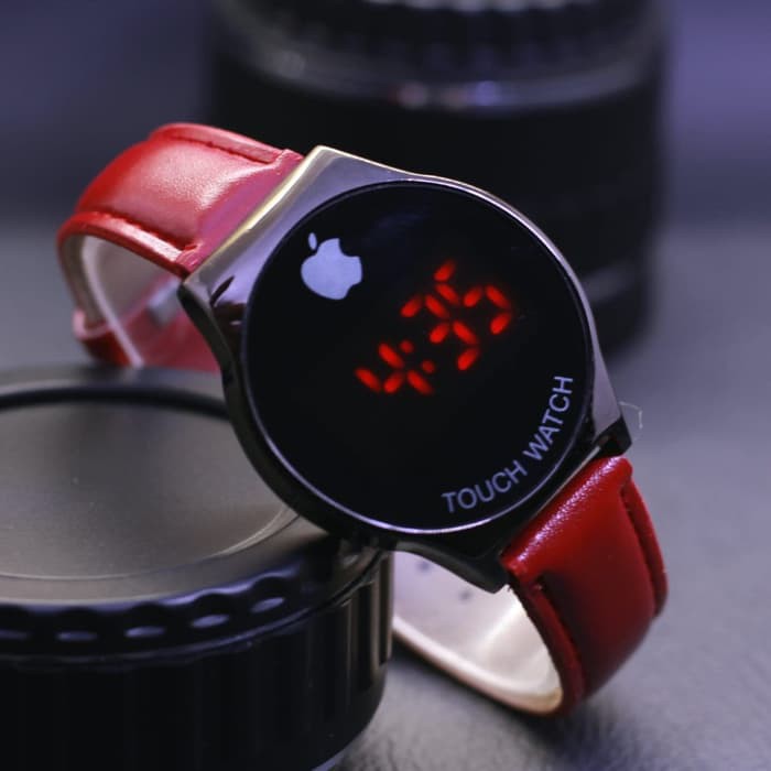 JAM TANGAN TOUCH LED BULAT PLAT HITAM SR02