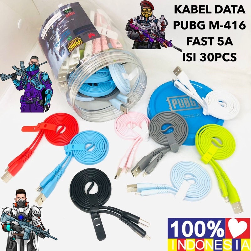 {isi 30pc} KABEL DATA GAMING TOPLES MOBILE M-416 FAST CHARGING 5A MICRO TYPE C IPXS