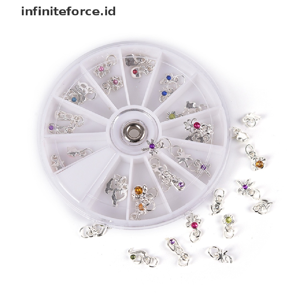 Infiniteforce.id Alat Bor Tangan Pembuat Lubang Pierce + 24 Liontin Menjuntai Untuk Nail Art