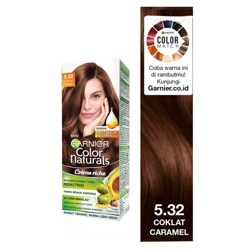 Garnier Color 5.32 Naturals Crime Riche Caramel Brown Cat Rambut Coklat Karamel