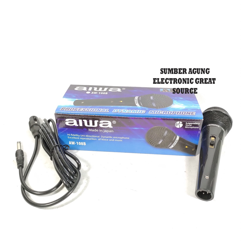 Aiwa Mic AW108B AW108 Mik Kabel Professional Dynamic Microphone