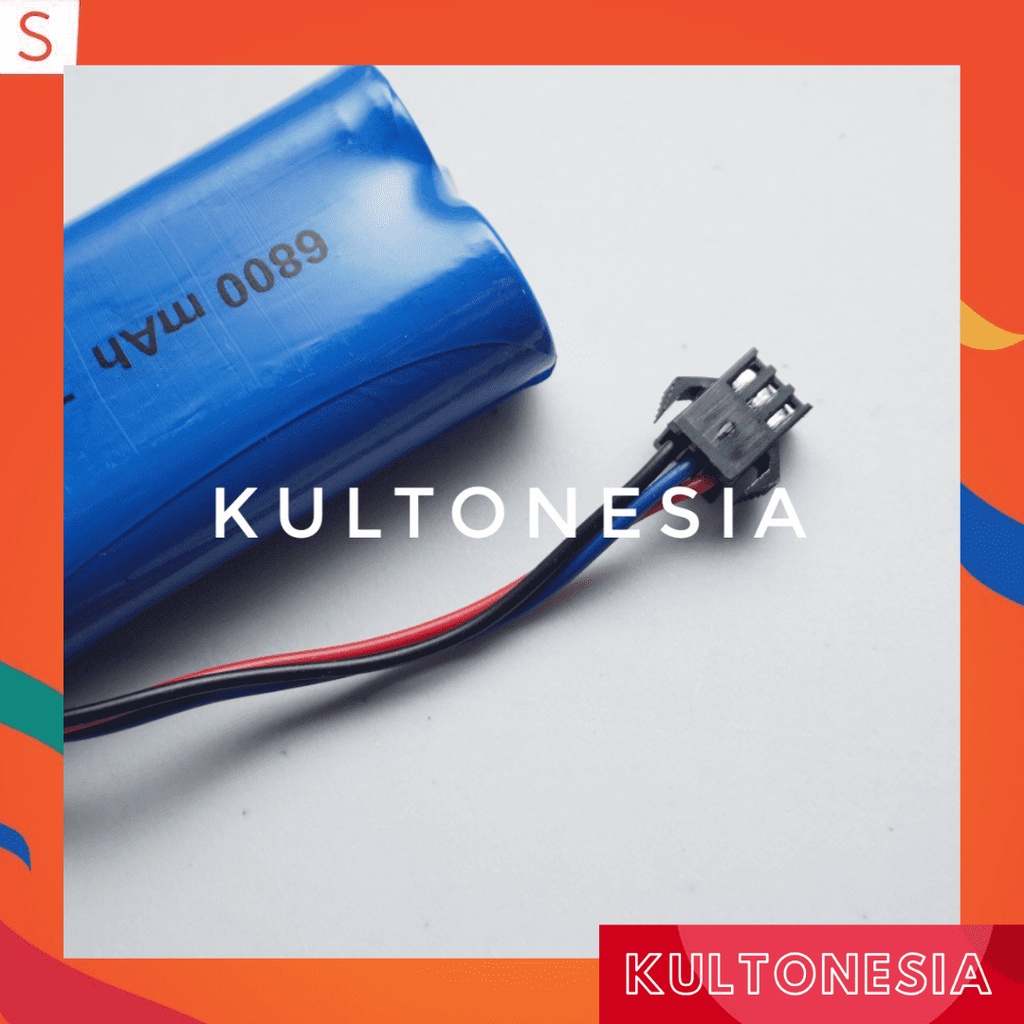 Baterai LI-iON 7.4V-6800mAh Untuk Mobil RC Socket Hitam 3Pin 18650 2x