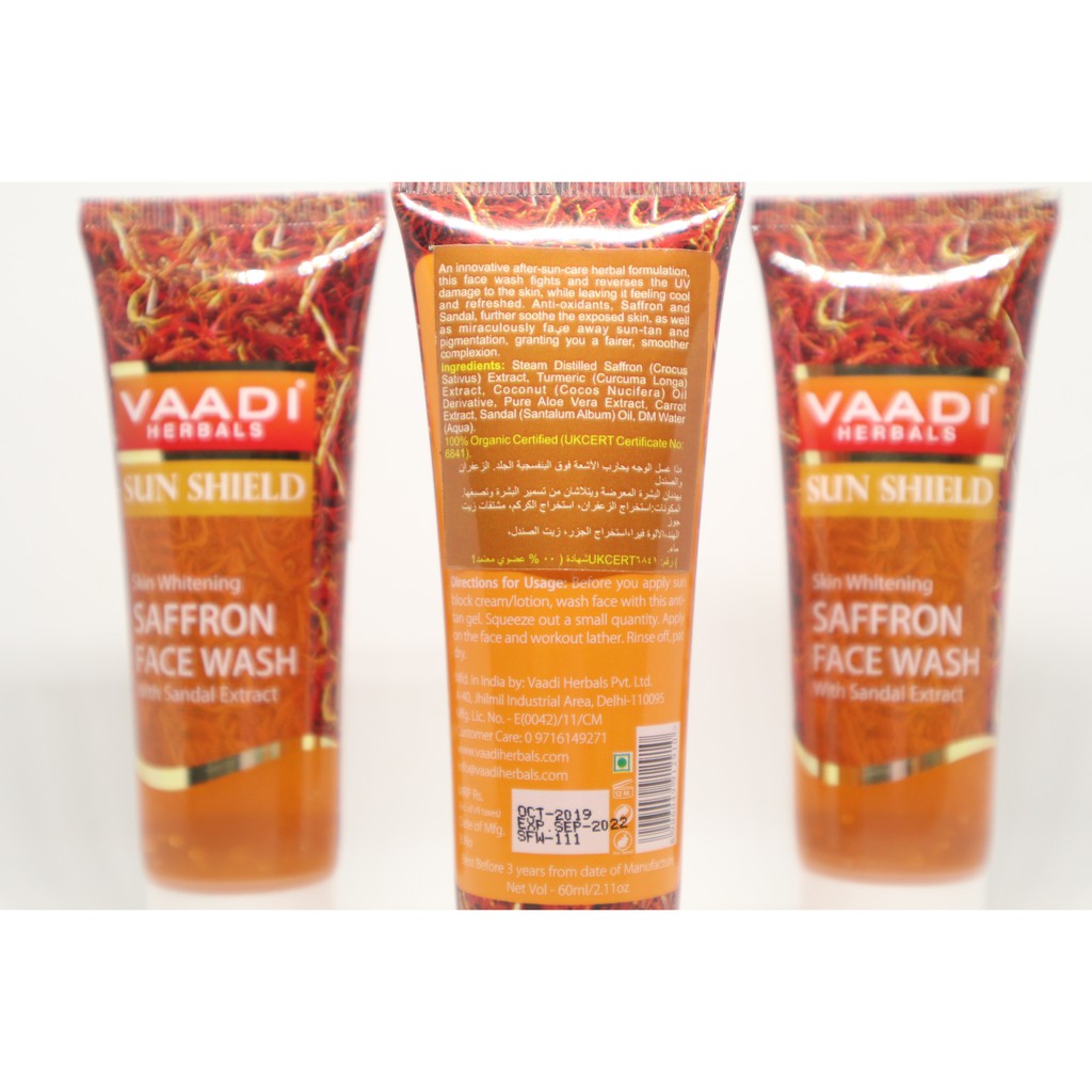 Saffron Facewash ORIGINAL VAADI HERBALS India Skin Whitening with Sandal extract