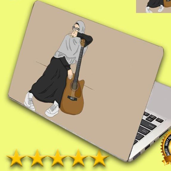Garskin Laptop Kartun Muslimah Bergitar Skin Laptop Stiker Laptop