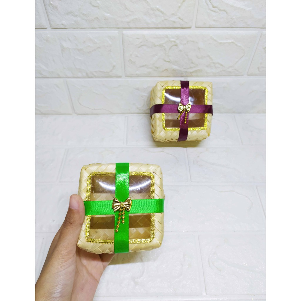 Besek cookie Mini GOLDEN BOW - Besek Mini Cantik Wadah Snack Lebaran