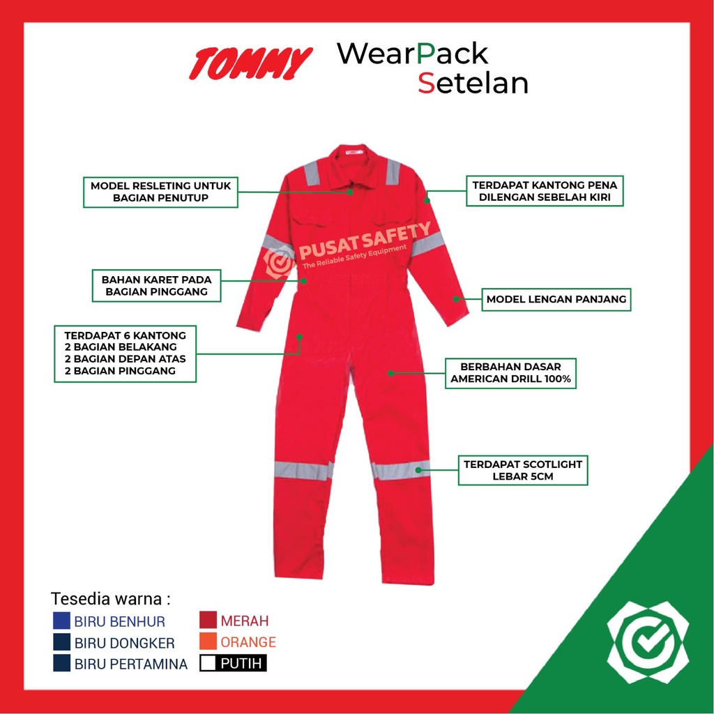 Wearpack Safety Coverall Baju Kerja Proyek Tommy