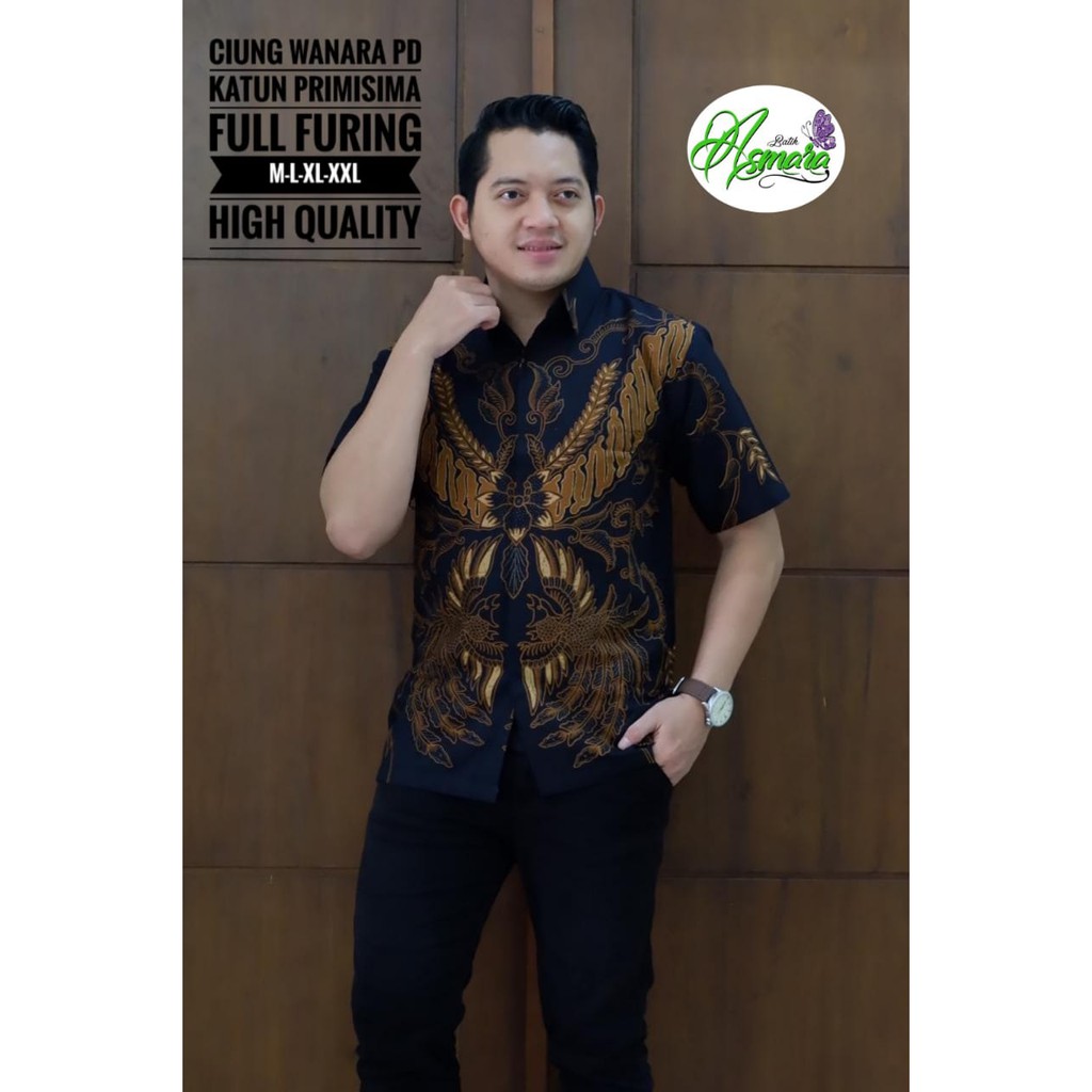 CIUNG WANARA Pendek Kemeja Batik Pria Full Furing Bahan Katun Primisima