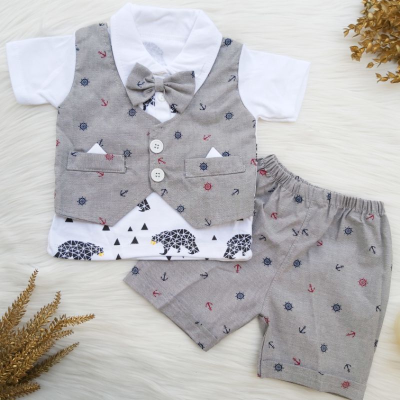 Baju setelan bayi cowok pesta / baju bayi pesta / tuxedo bayi