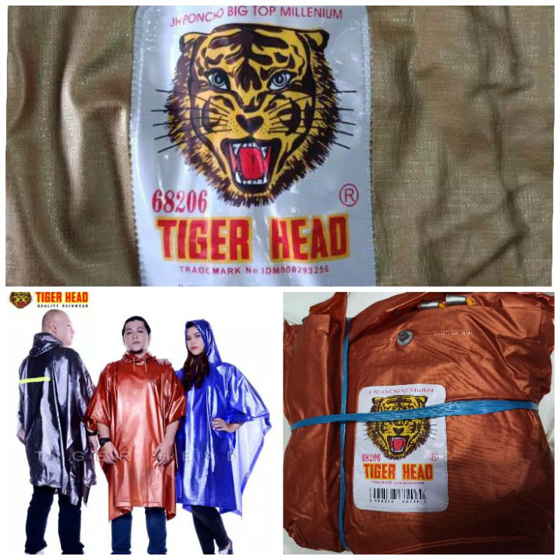 FELWINSHOP  Jas Hujan Poncho Big Top Millenium  Tanpa Lengan Tiger Head