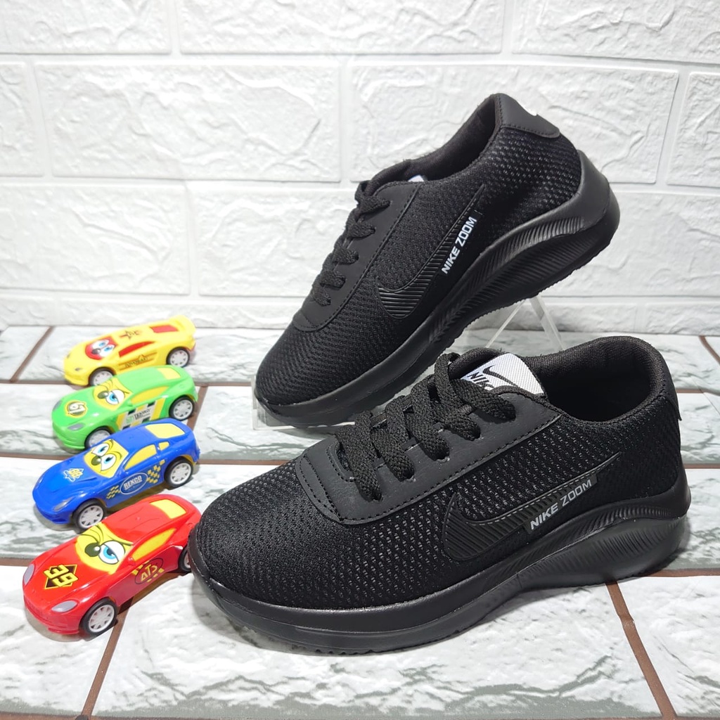 SEPATU SEKOLAH NIKE ZOOM NEW FULL HITAM POLOS REKAT PRIA WANITA / SEPATU FORMAL LAKI CEWEK / SEPATU SNEAKERS